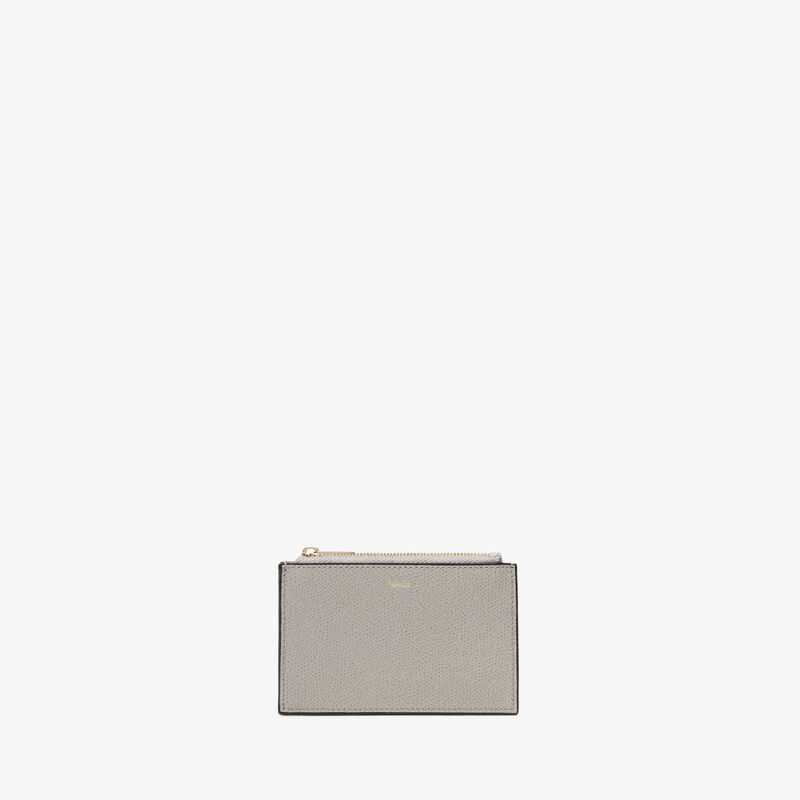 Card Holder 3CC with Zip - Ash Grey - Millepunte calf leather - Valextra - 4