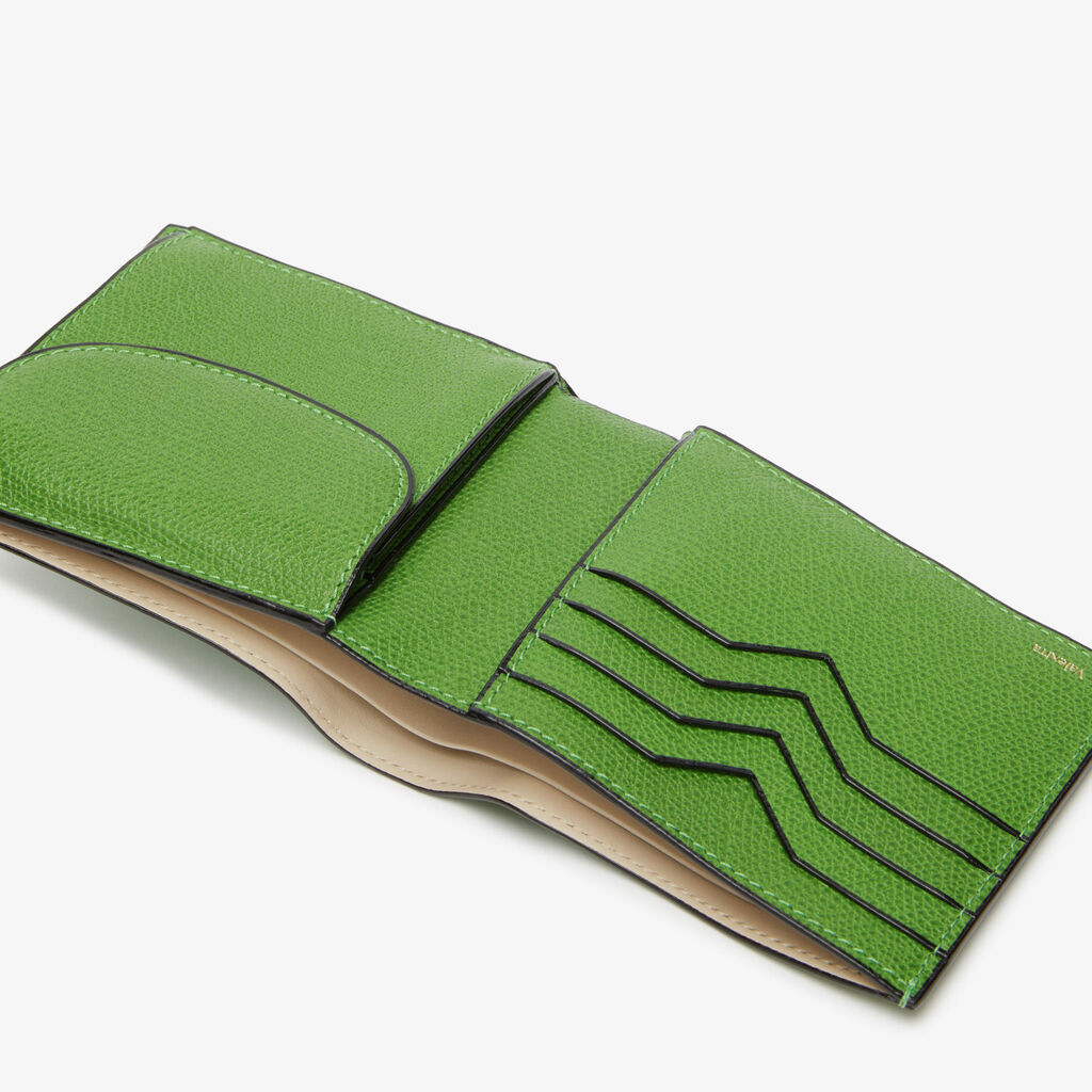 Wallet 4Cc With Coin Holder - Grass Green - Vitello VS - Valextra - 2