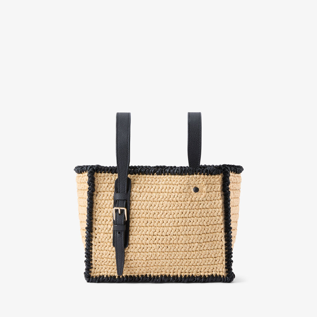 Soft Raffia Bucket Micro Bag - Beige/Black - Rafia/Vitello VS - Valextra - 6