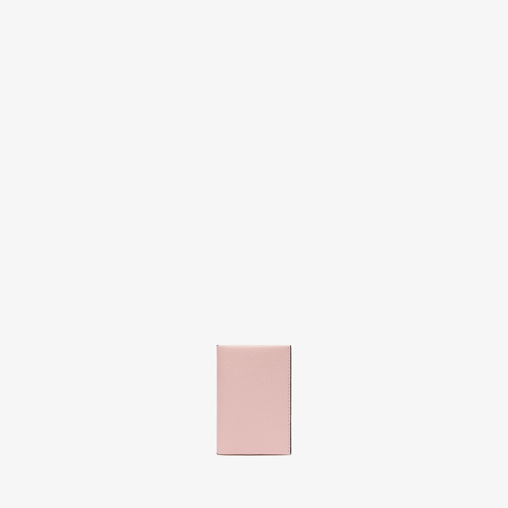 Card Case with Button - Peony pink/Black - Vitello VS - Valextra - 1