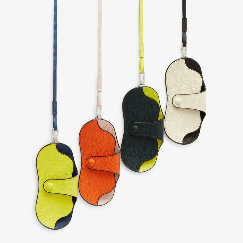 Porta Occhiali con Tracolla Exclusive - Bianco Pergamena/Nero - Pelle di vitello Millepunte - Valextra - 4