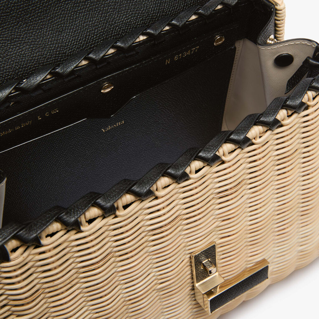 Iside Wicker Top Handle Medium Bag - Beige/Black - Midollino/Vitello VS - Valextra - 4