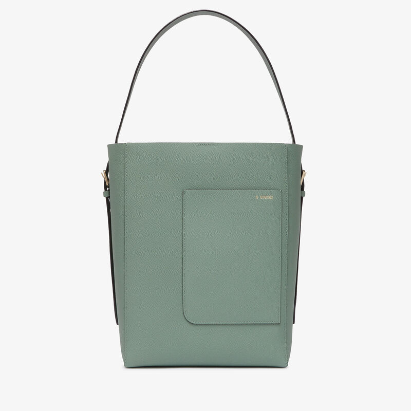 Soft Bucket Medium Bag - Eucalyptus Green - Millepunte calf leather - Valextra - 7