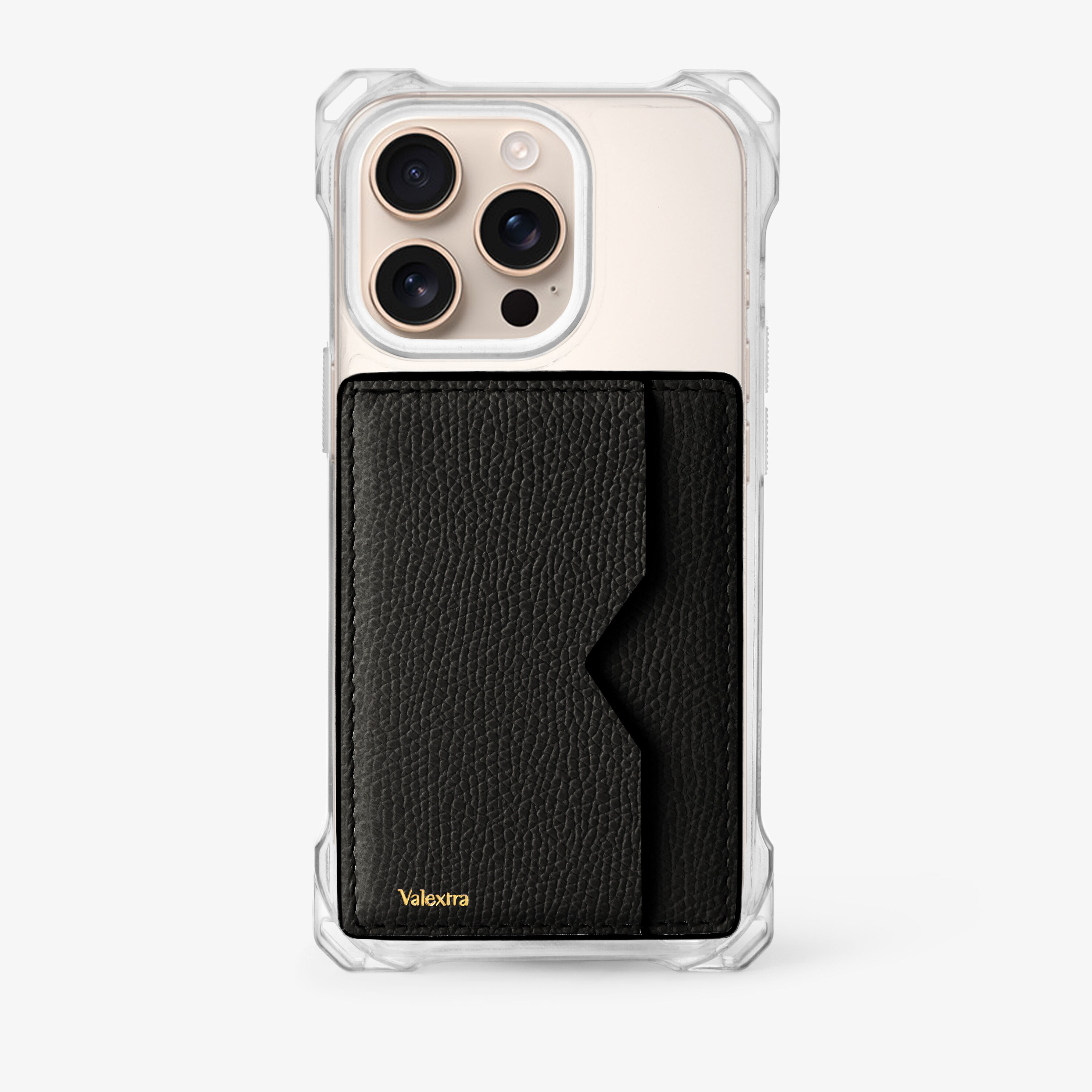 Valextra ケース カーフレザー Black Grained Leather Luxury Magnetic Card Case | Valextra