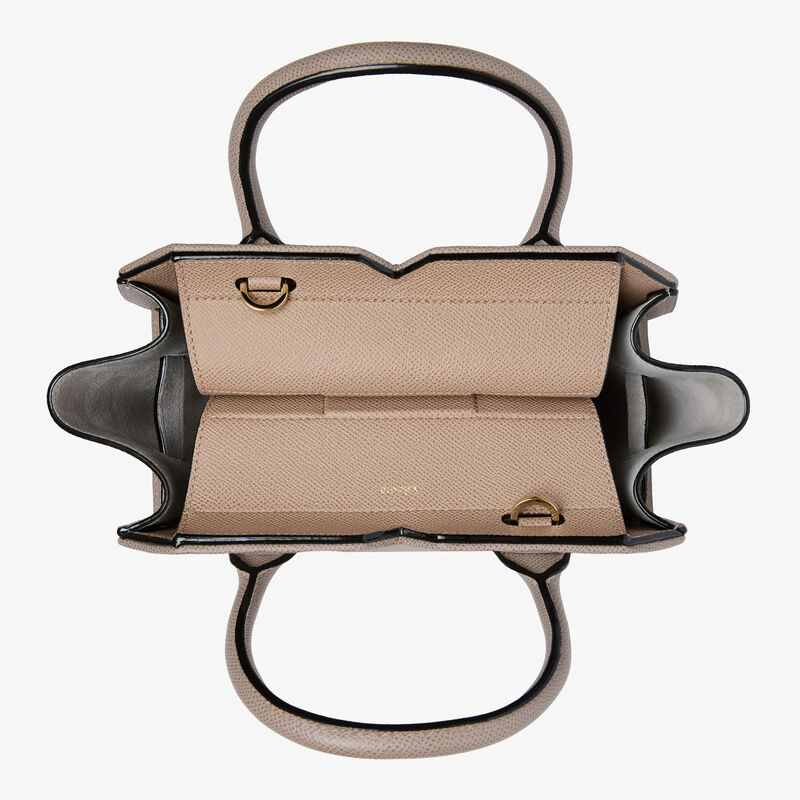 Milano Chiaroscuro Two Handles Mini Bag - Pink Nude/Sahara Brown - Millepunte Soft calf leather - Valextra - 8