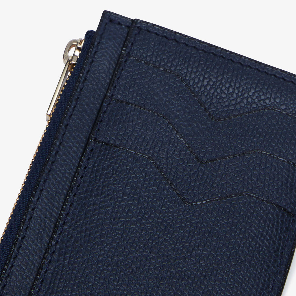 Card Holder 3CC with Zip - Dark Blue - Vitello VS - Valextra - 3