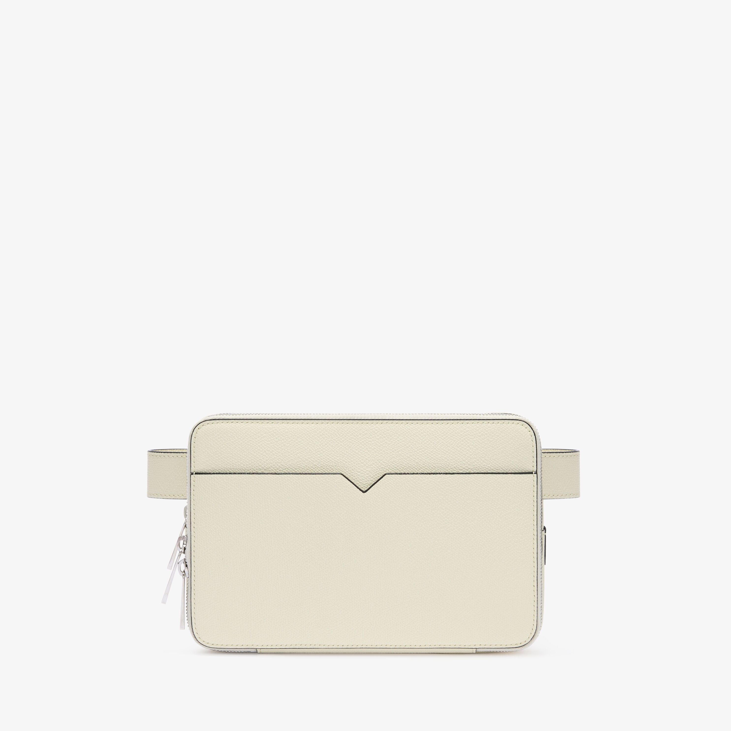 Valextra V-Line: White Leather Mini bum bag