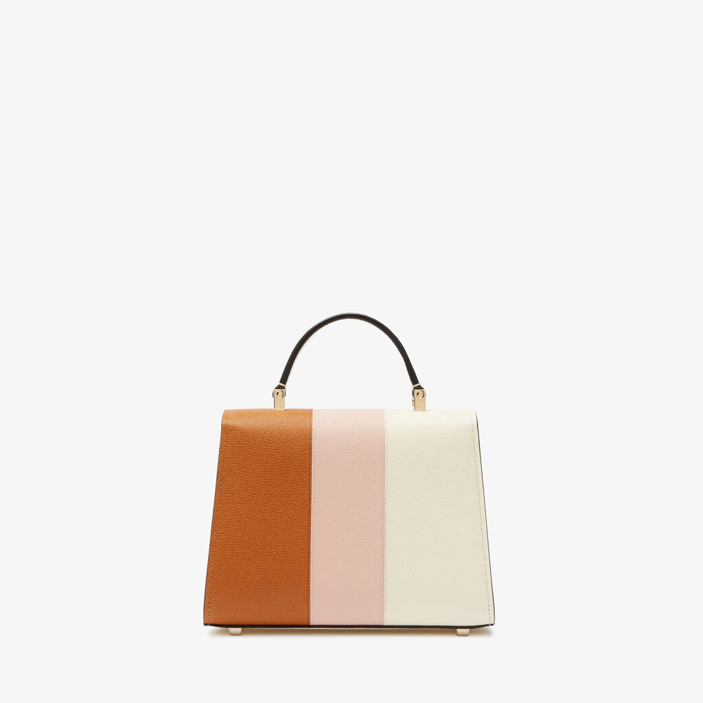 Borsa a Tracolla Iside Intarsia Volti Micro - Bianco Pergamena/Blu Camicia/Rosa Blush/Rosso Love - Vitello VS-Intarsio Uccellino - Valextra - 5