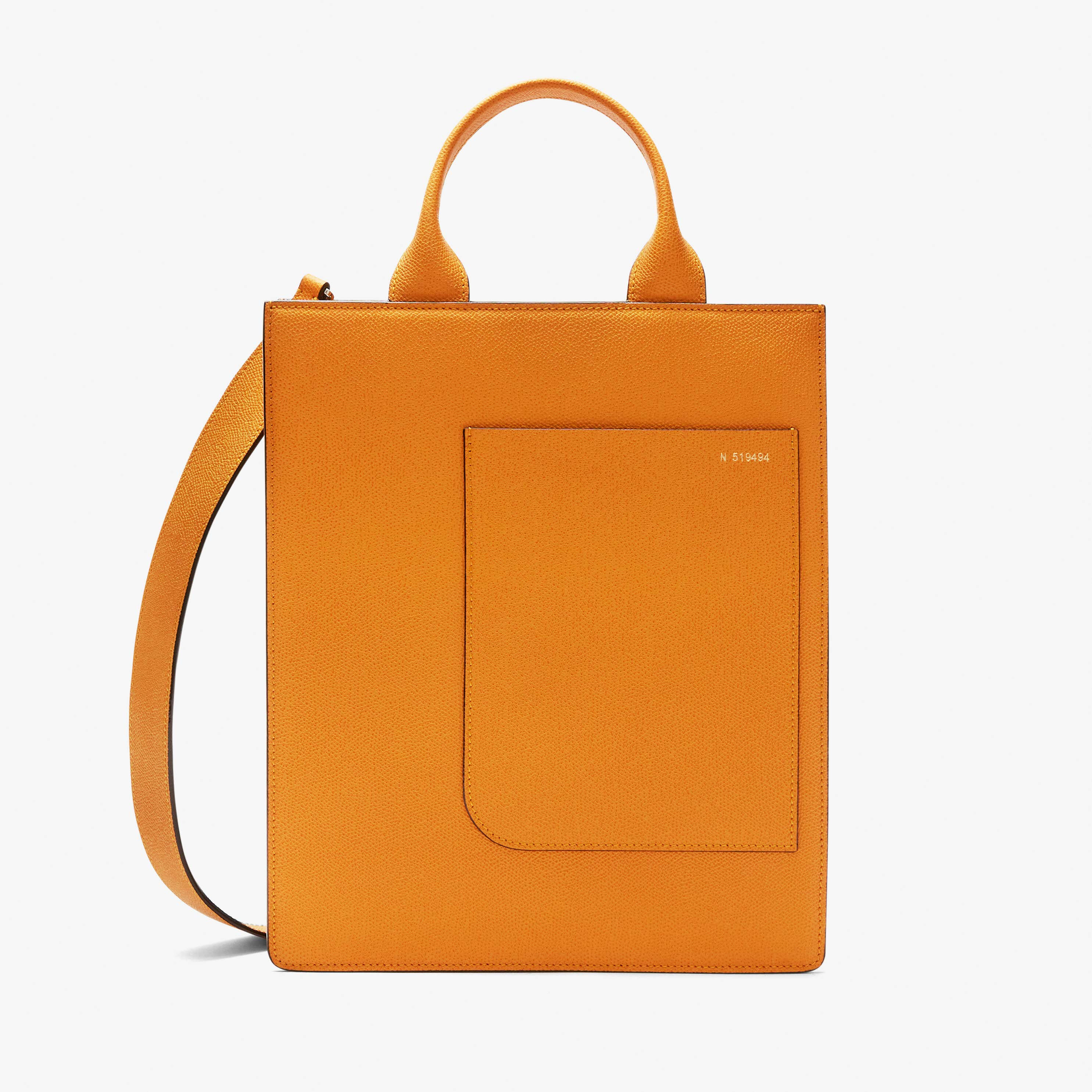 Yellow leather tote bag on sale