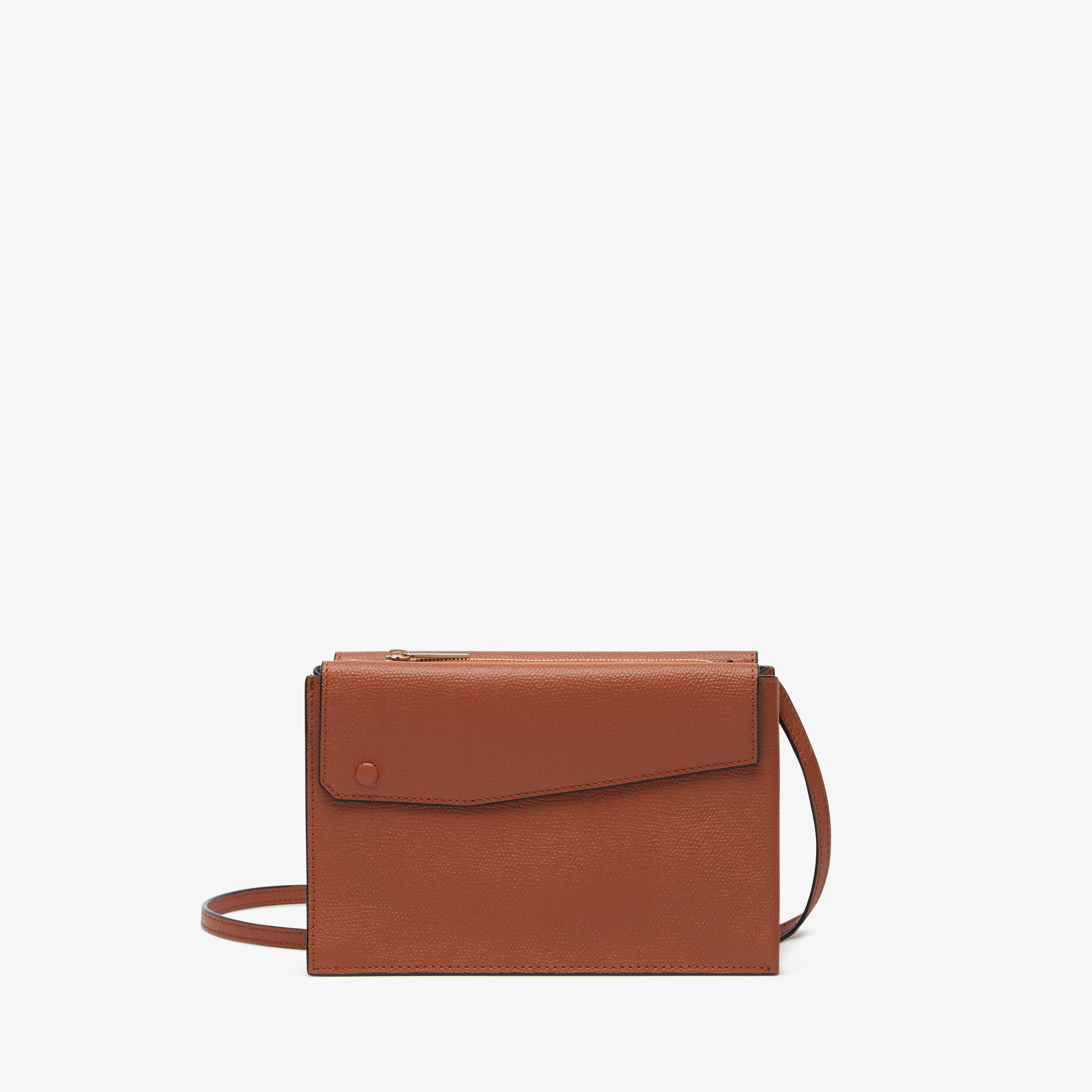 Women s Brown Grained Leather crossbody bag Valextra Pocket