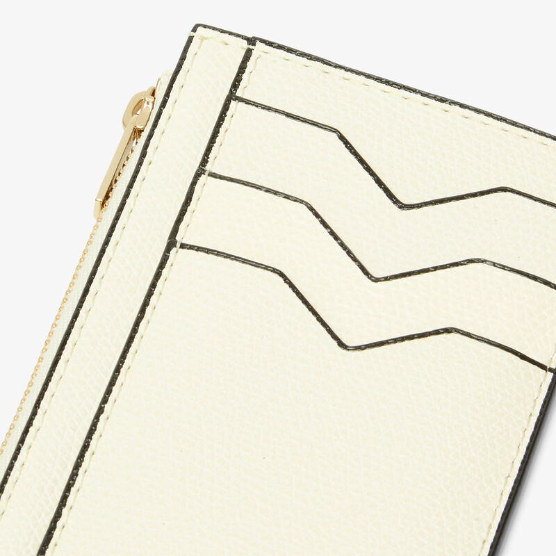 Card Holder 3CC with Zip - Pergamena White - Millepunte calf leather - Valextra - 3