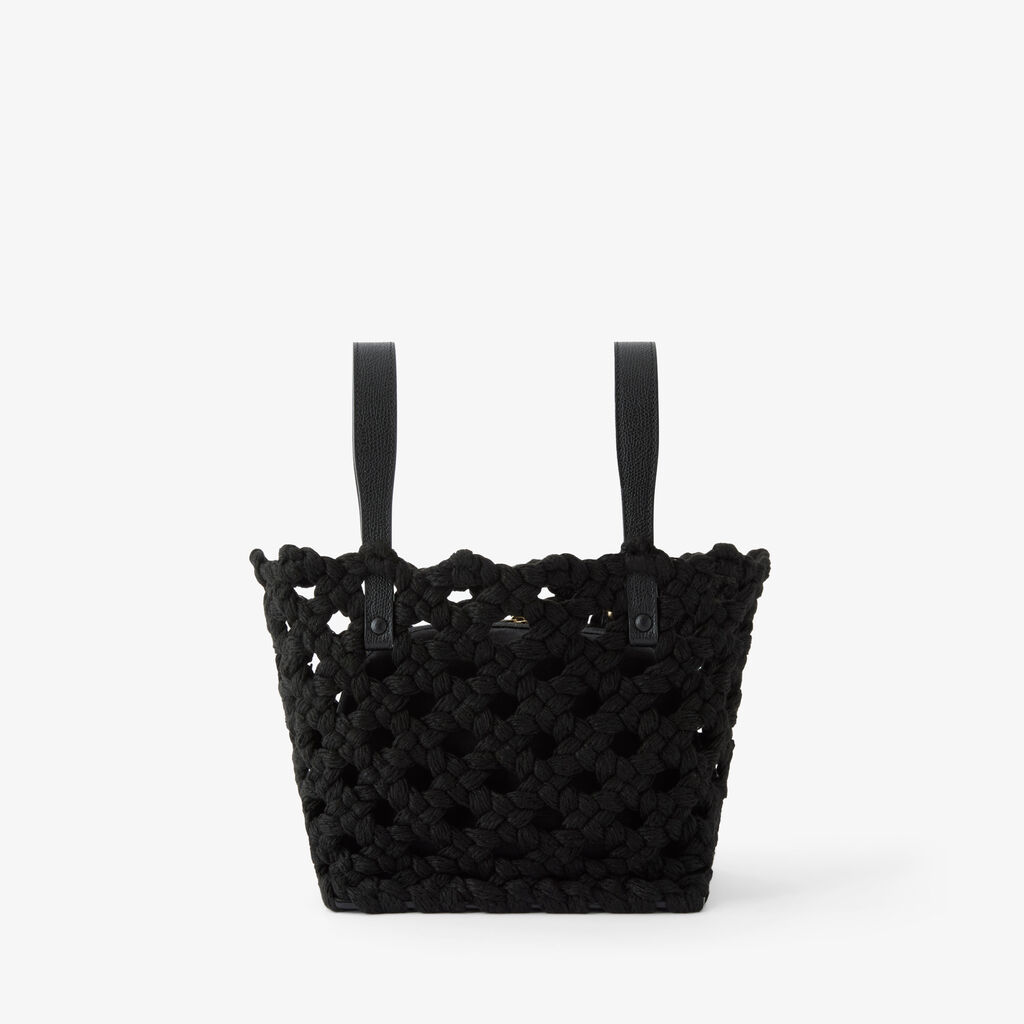 Soft Sportami Via Bucket Micro Bag - Black - Tessuto Intrecciato/Vitello VS - Valextra - 5