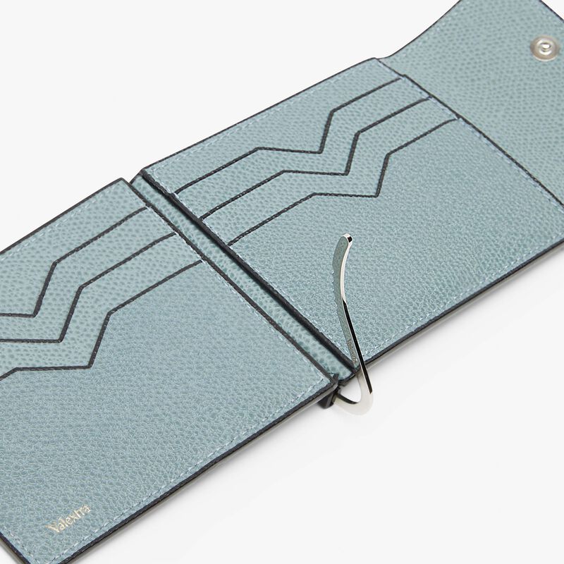 Grip 6cc wallet with botton - Smokey Blue - Millepunte calf leather - Valextra - 2