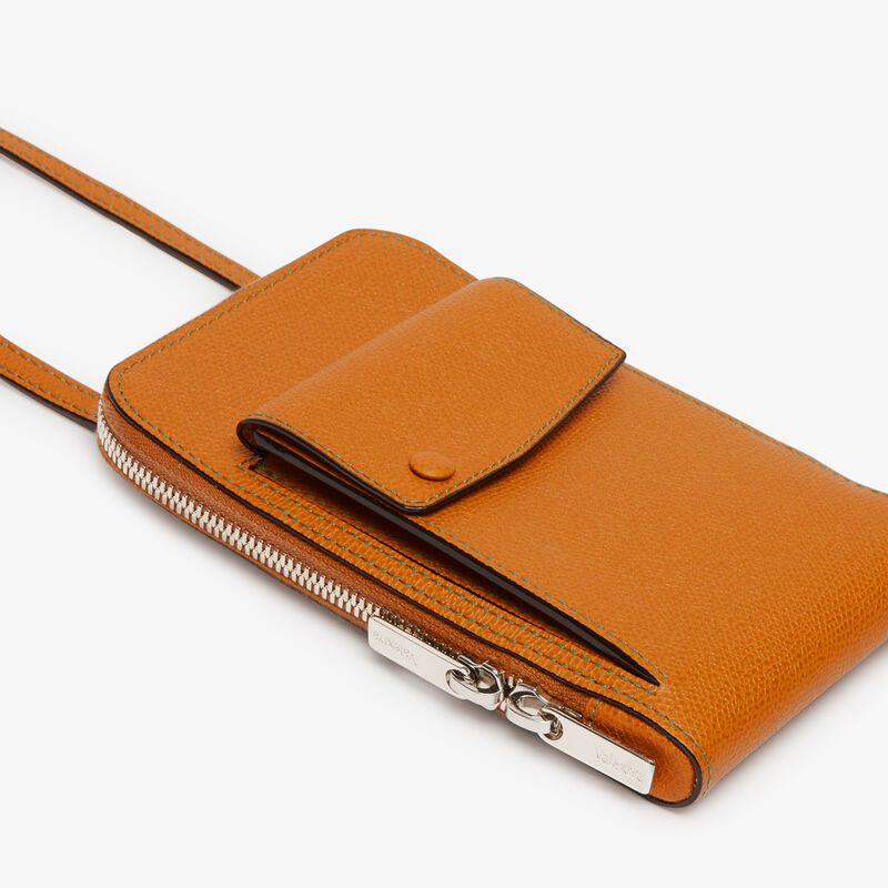 Crossbody Phone case - Havana Brown - Millepunte calf leather - Valextra - 4