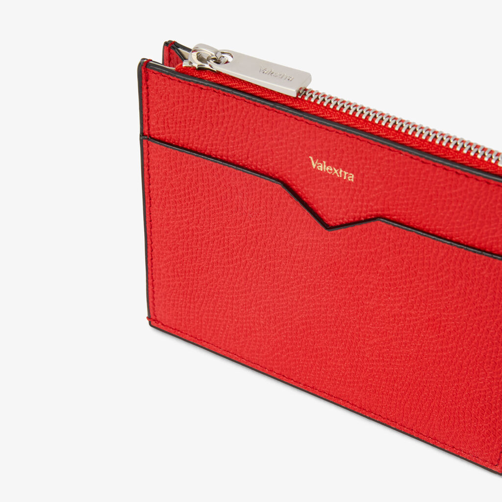 Card Holder 8CC with Zip - Crimson Red - Vitello VS - Valextra - 2