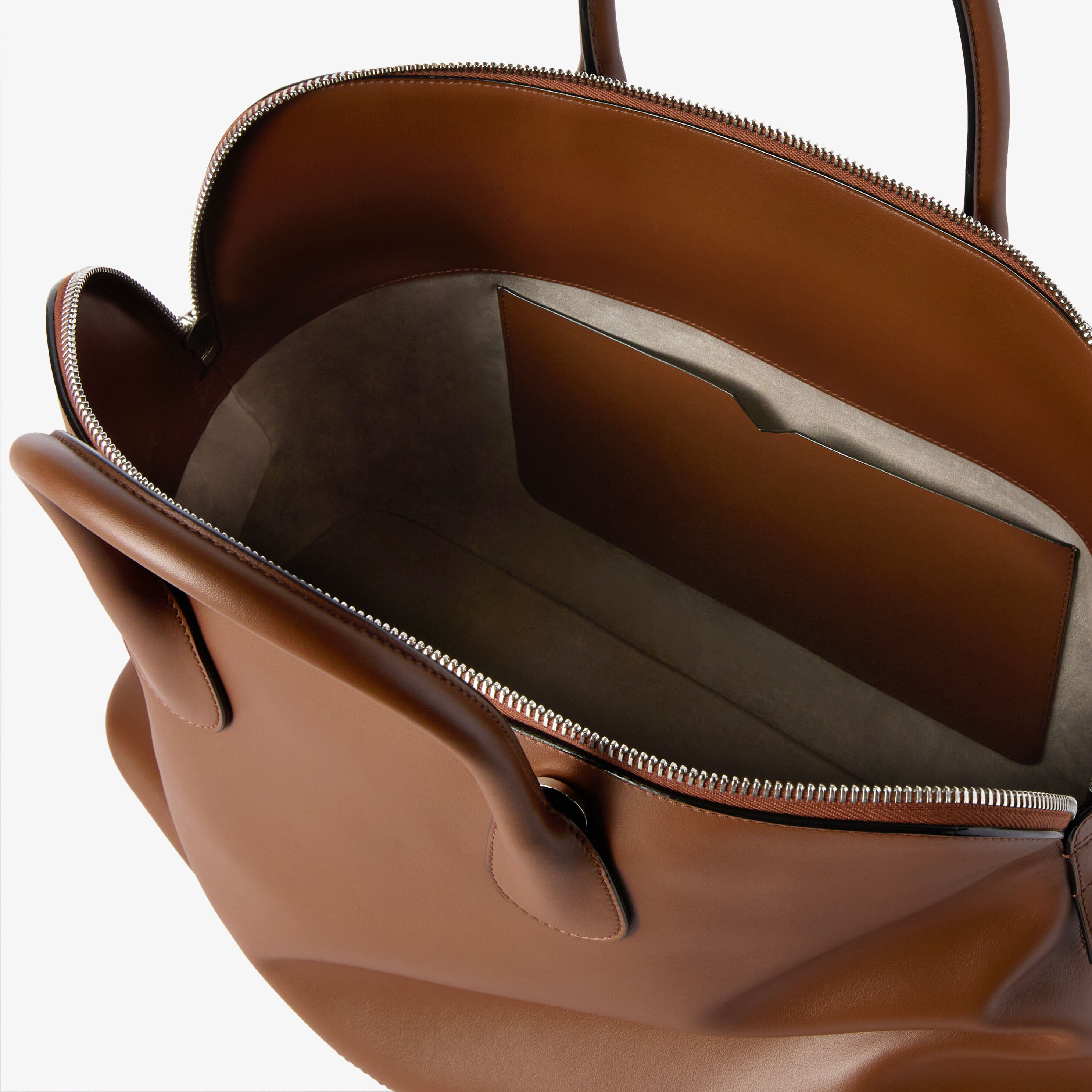 Men's Brown Luxury Grained Leather Bowling Bag | Valextra My Logo
