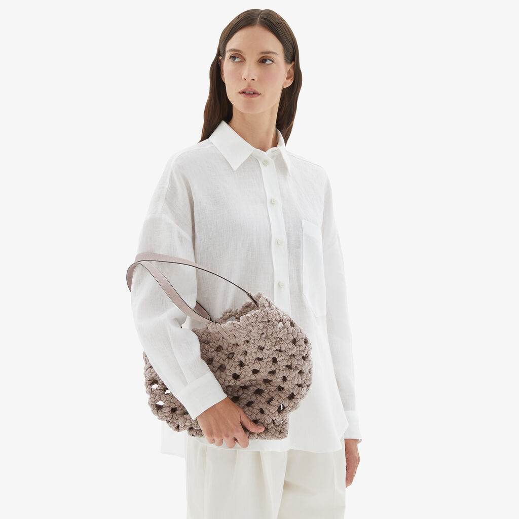 Sportami Via Shopping Bag - Nude Pink - Tessuto Intrecciato/Vitello VS - Valextra - 3