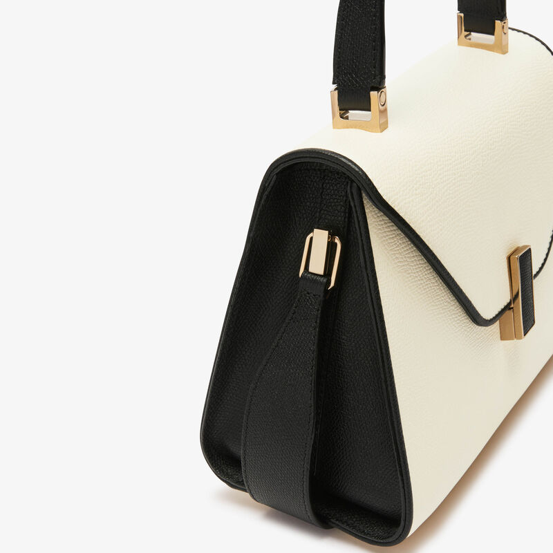 Iside chiaroscuro top handle mini bag - Pergamena White/Black - Millepunte calf leather - Valextra - 4