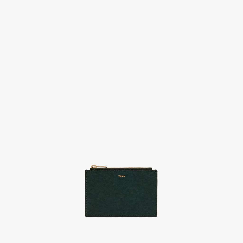 Card Holder 3CC with Zip - Valextra Green - Millepunte calf leather - Valextra - 4