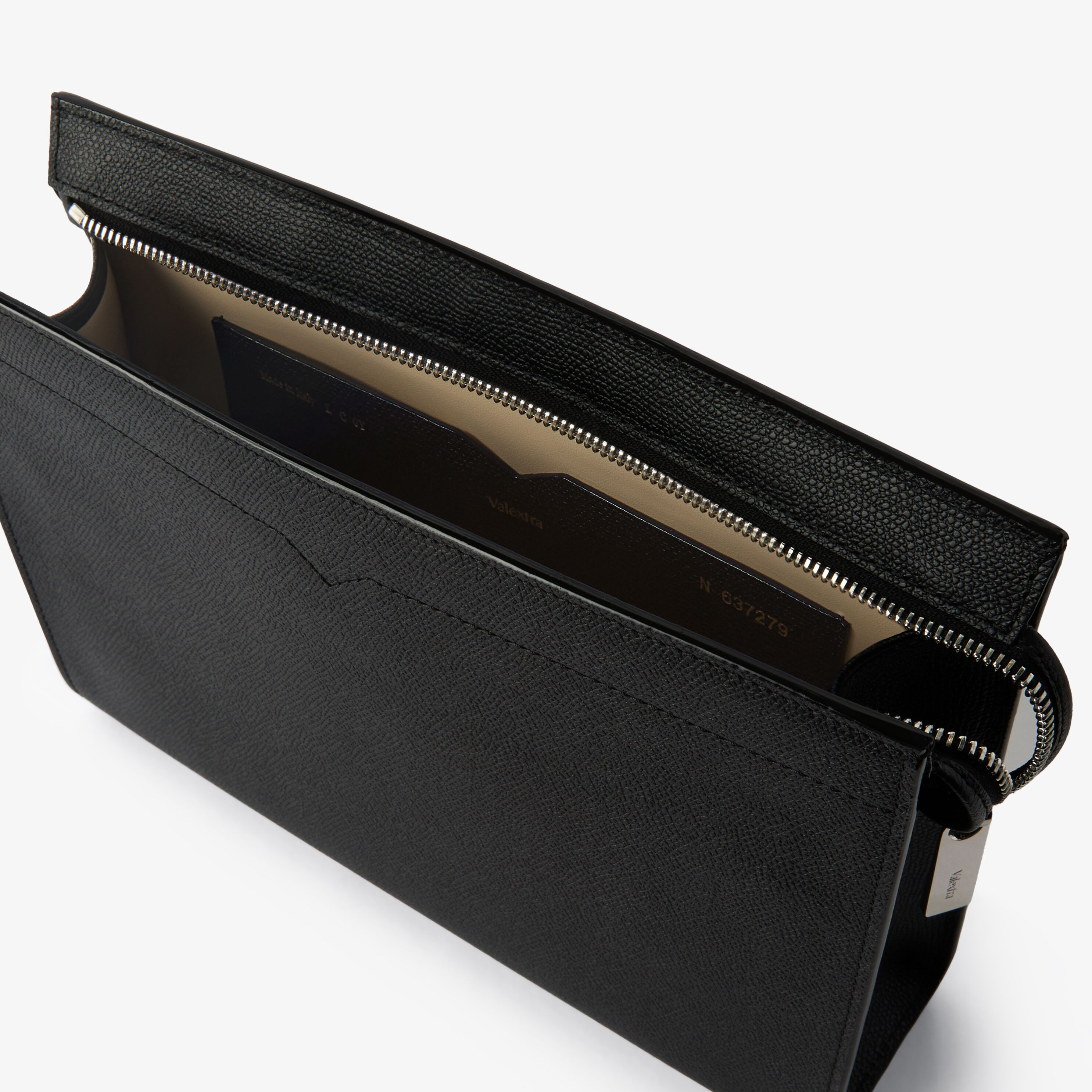 Mens Black Luxury Grained Leather Document Holder | Valextra V-Line