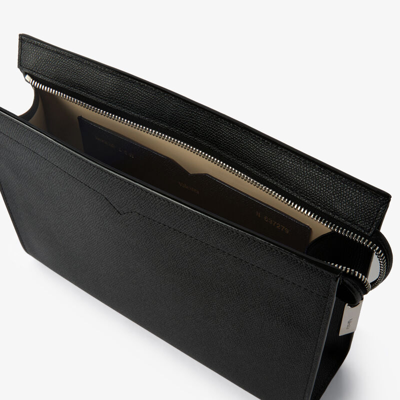 V-Line Document Holder - Black - Millepunte calf leather - Valextra - 2