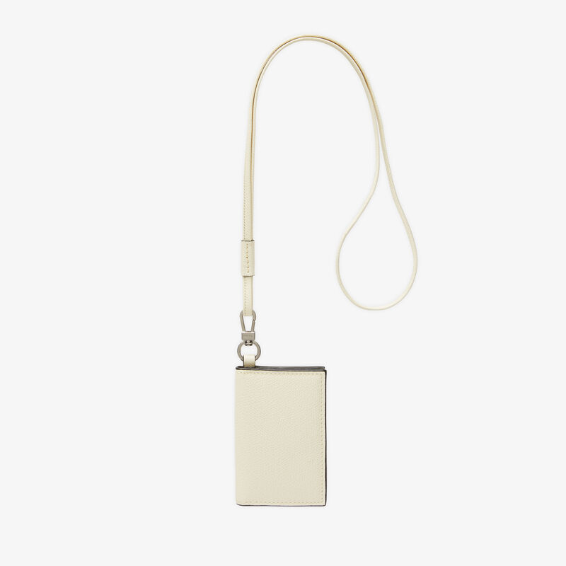Card Holder with Lanyard - Pergamena White - Millepunte calf leather - Valextra - 1
