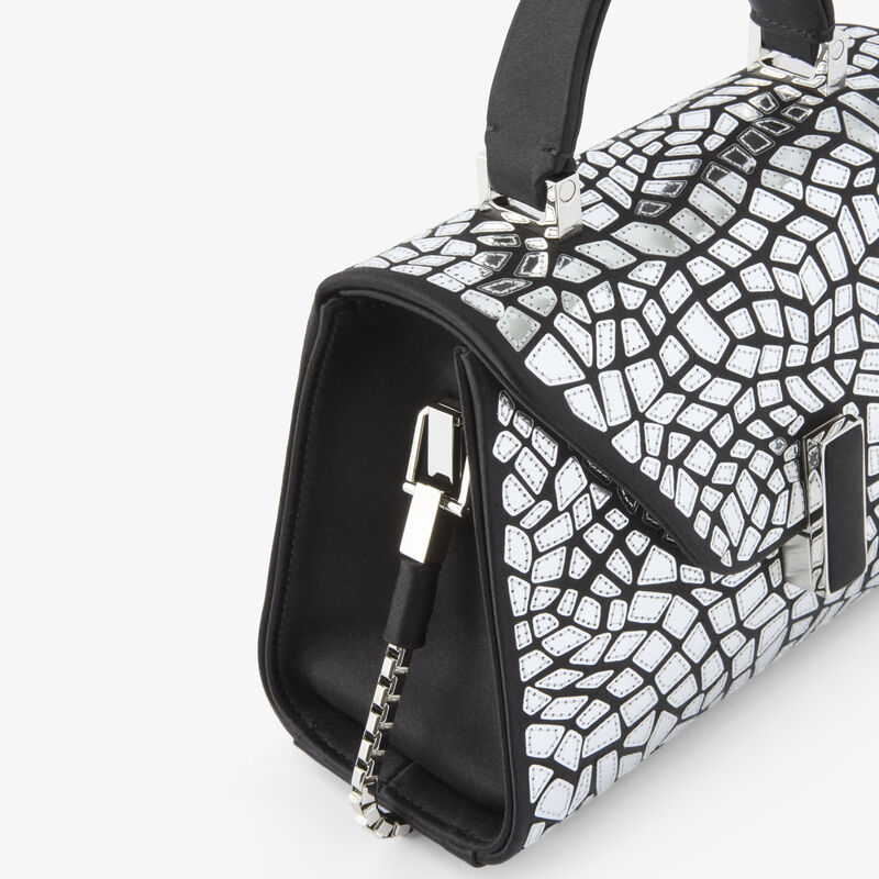 Iside Mosaic Crossbody Micro Bag - Black/Silver - Satin and Millepunte calf leather - Valextra - 3