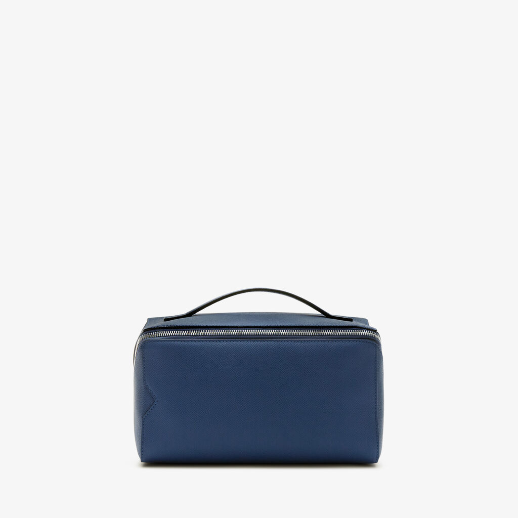 V-line Wash Bag - Sapphire Blue - Vitello Millepunte Soft - Valextra - 5