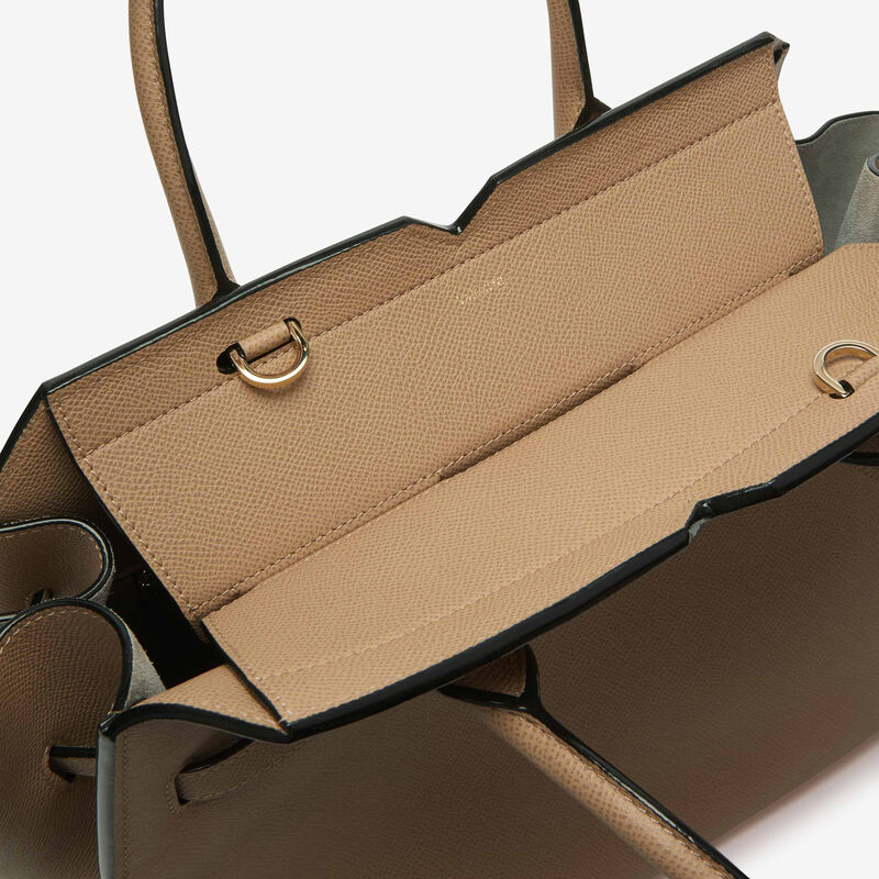 Milano Two Handles Medium Bag - Cashmere Beige - Millepunte Soft calf leather - Valextra - 3