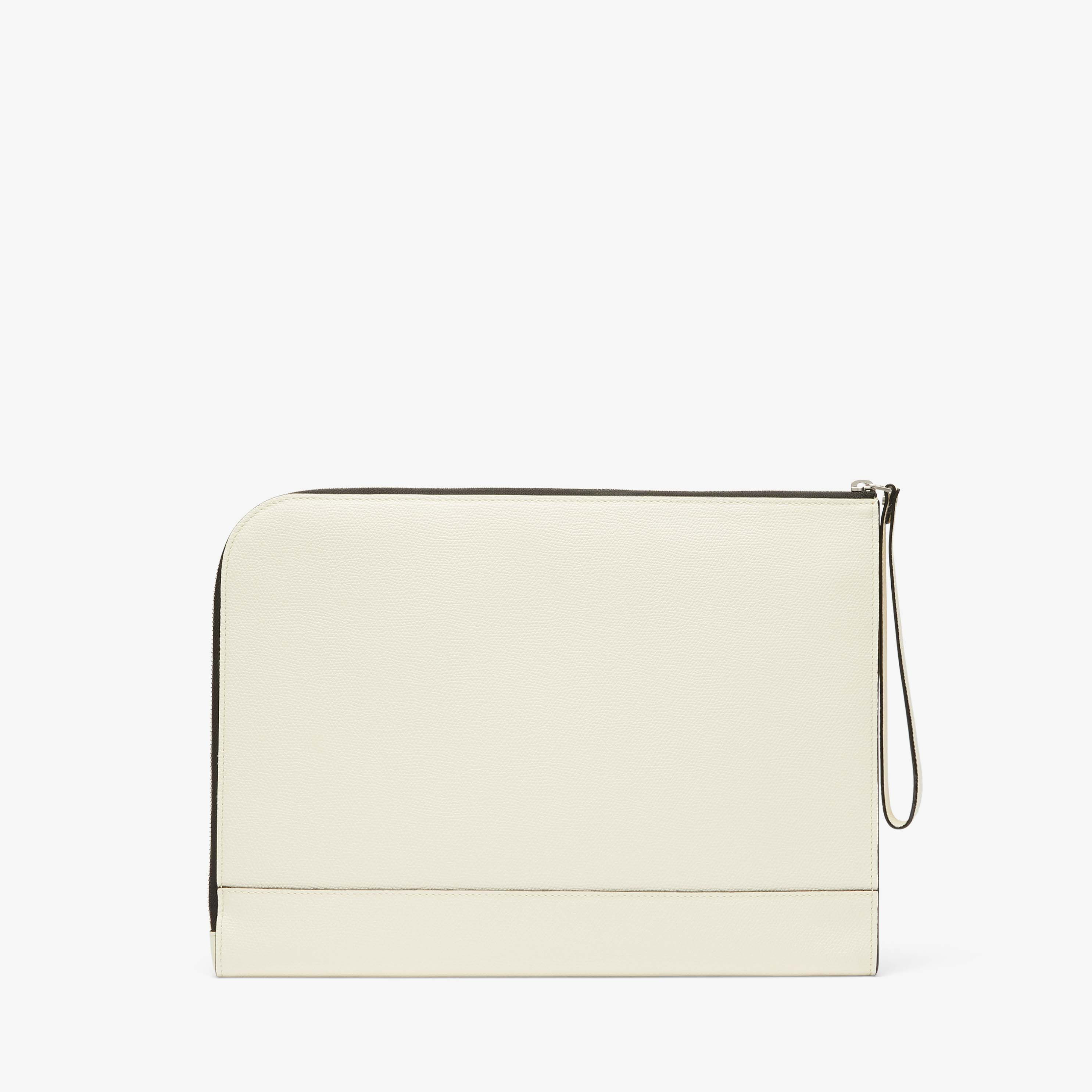 White Leather Mini elegant flat clutch purse Valextra My Logo