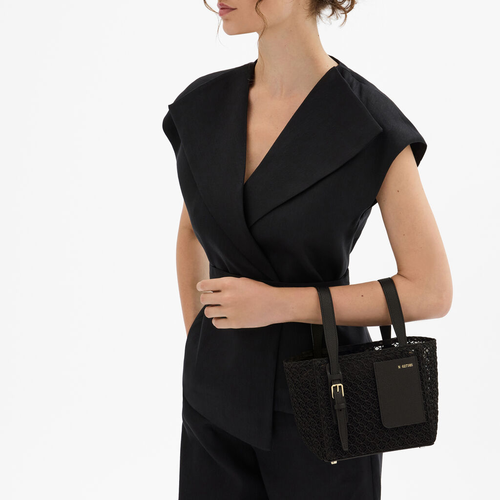 Soft Merletto Bucket Micro Bag -  - Tessuto ricamo Rete/Vitello VS - Valextra - 2