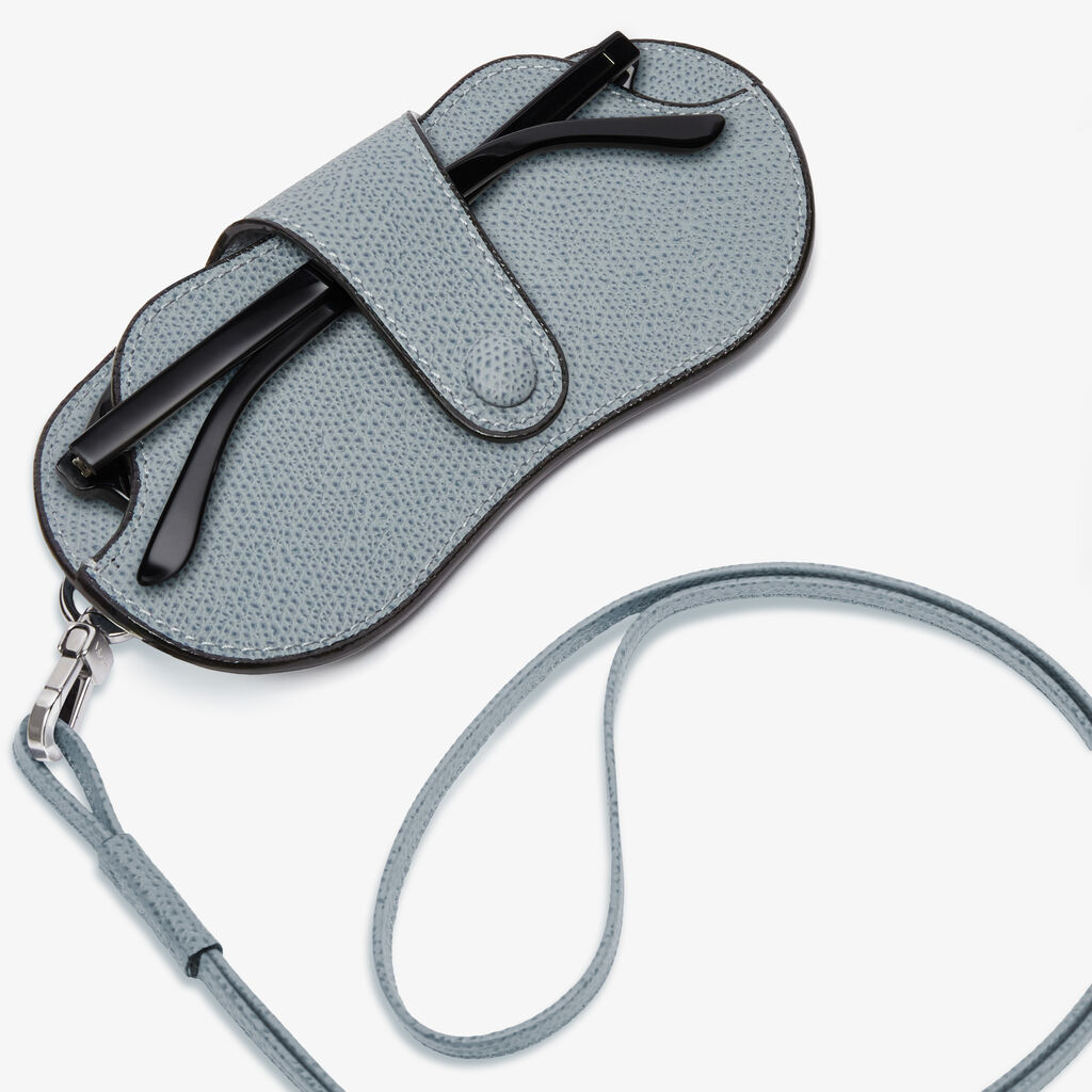 Glasses Case With Lanyard - Niagara Blue - Vitello VS - Valextra - 2