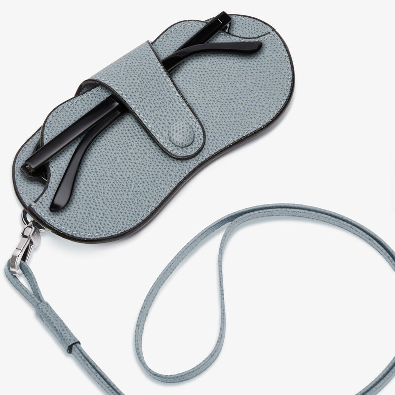 Glasses Case With Lanyard - Niagara Blue - Millepunte calf leather - Valextra - 2