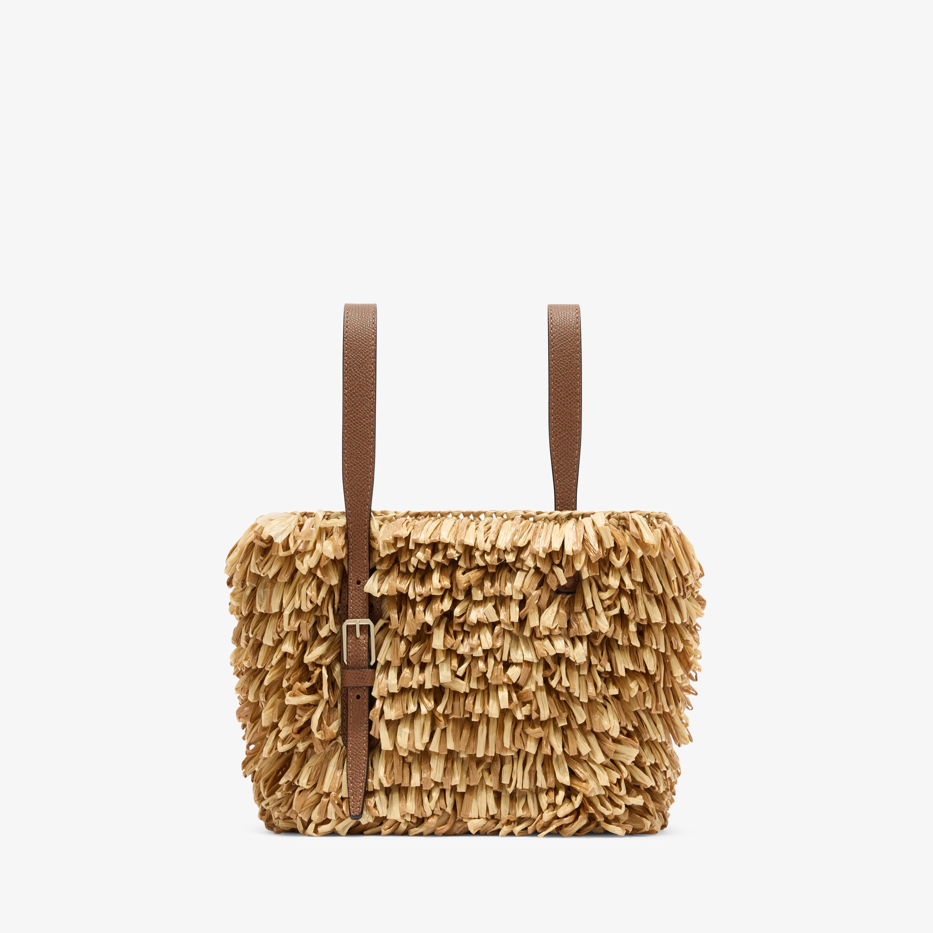 1999.ハンドメイド　2wayミニトートバッグ　フランシュリッペ Women's Brown Luxury Leather Wavy Raffia Bucket Bag | Valextra Soft
