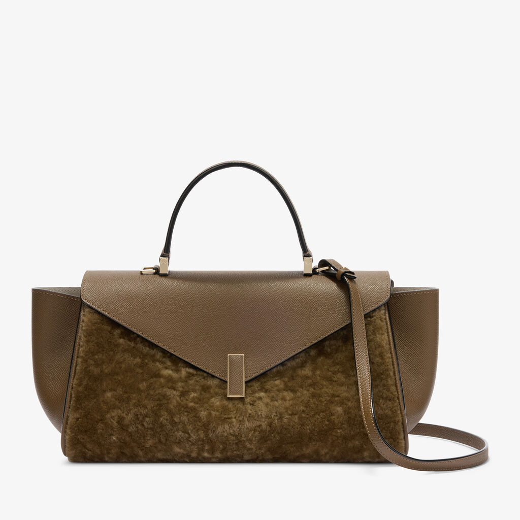 Iside Editor Shearling Top Handle Bag -  - Montone Merinos/Vitello Millepunte Soft - Valextra - 1