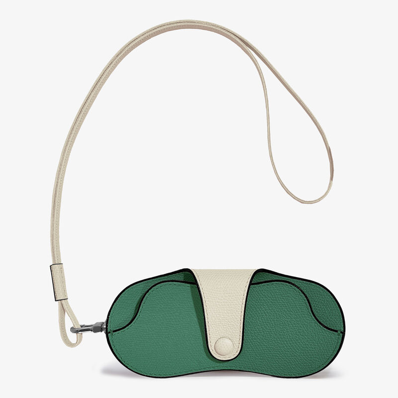 2 COLORS GLASSES HOLDER COLOR-BLOCK WITH STRAP CALF LEATHER VS PALLADIUM,VBWW,gallery