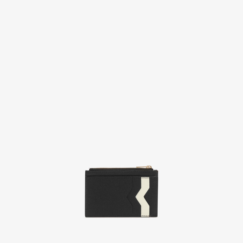 Card Holder 3CC with Zip - Black/Pergamena White - Millepunte calf leather - Valextra - 1