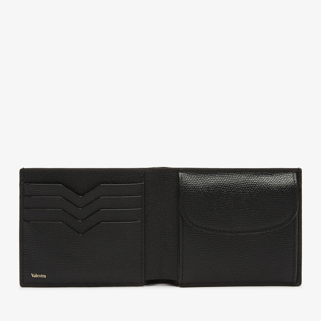 Wallet 4Cc With Coin Holder - Black - Vitello VS - Valextra - 4