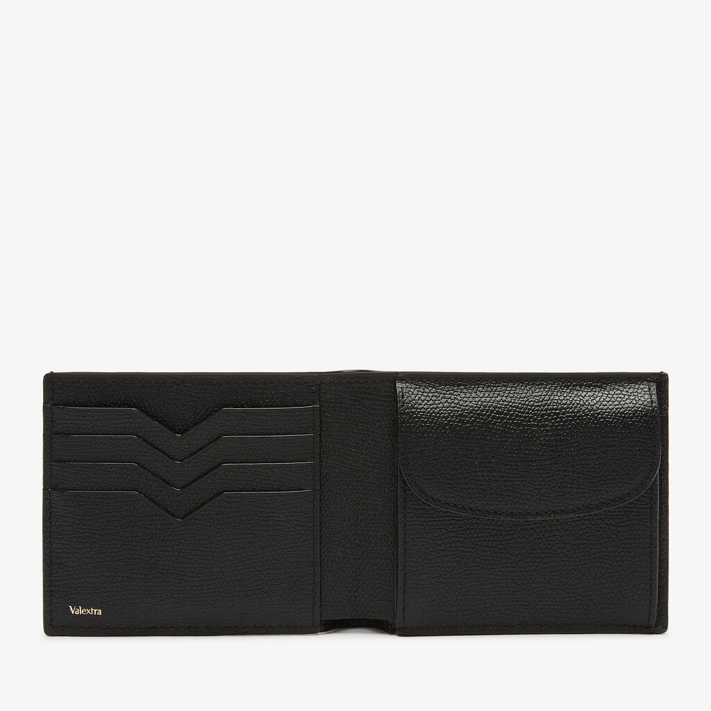 Portafoglio Bifold 4 Carte Di Credito Con Portamonete - Nero - Vitello VS - Valextra - 4