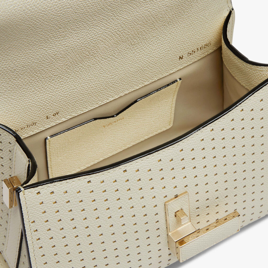 Iside Senses Crossbody Micro Bag - Pergamena White/Gold - Vitello VS-Foratura Laminata - Valextra - 3