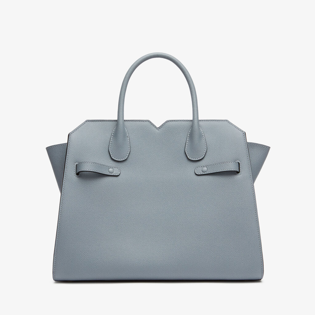 Milano Two Handles Medium Bag - Niagara Blue - Vitello Millepunte Soft - Valextra - 7