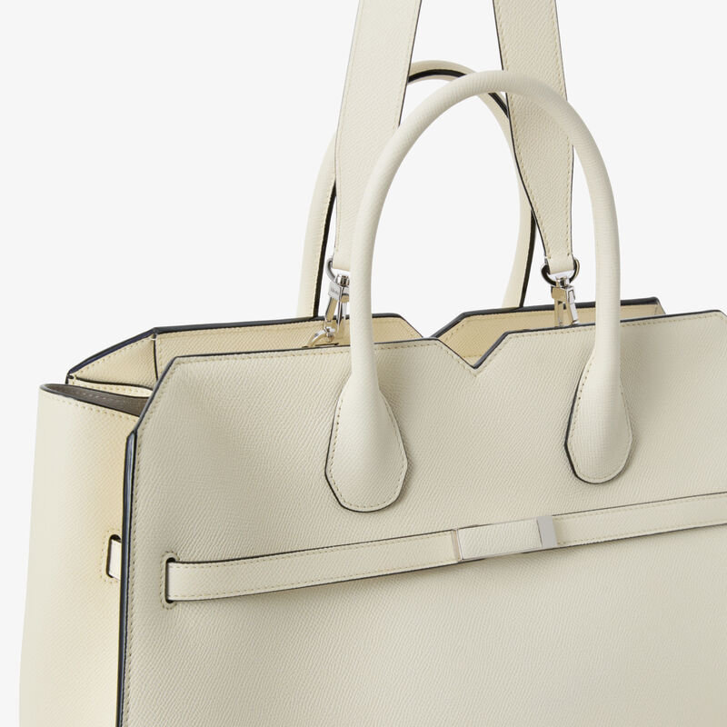 Milano Two Handles Large Bag - Pergamena White - Millepunte Soft calf leather - Valextra - 3