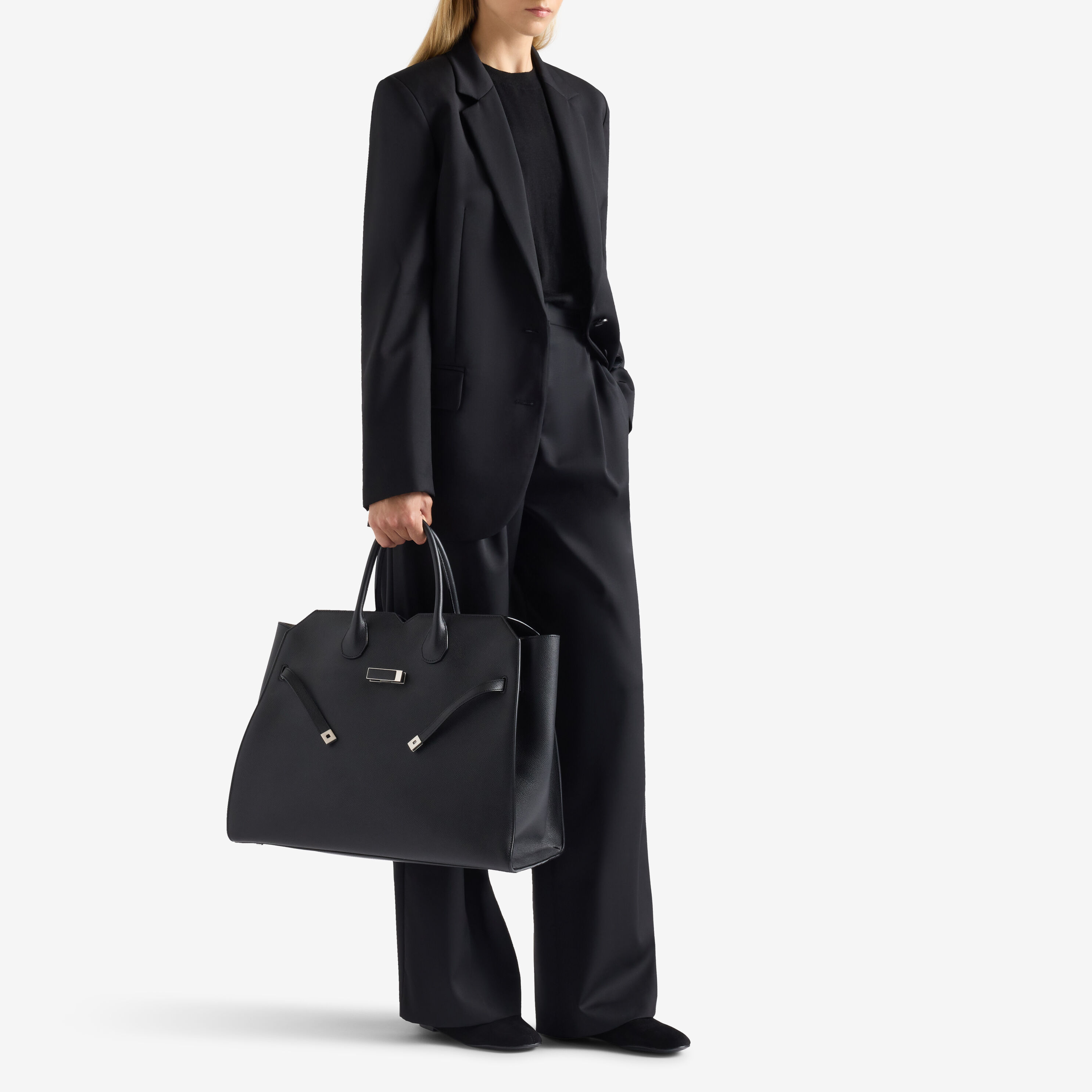Women's Black Luxury two handles Large bag | Valextra