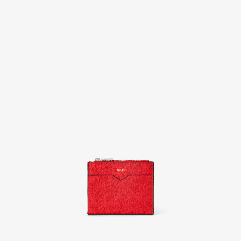 Card Holder 8CC with Zip - Crimson Red - Millepunte calf leather - Valextra - 4