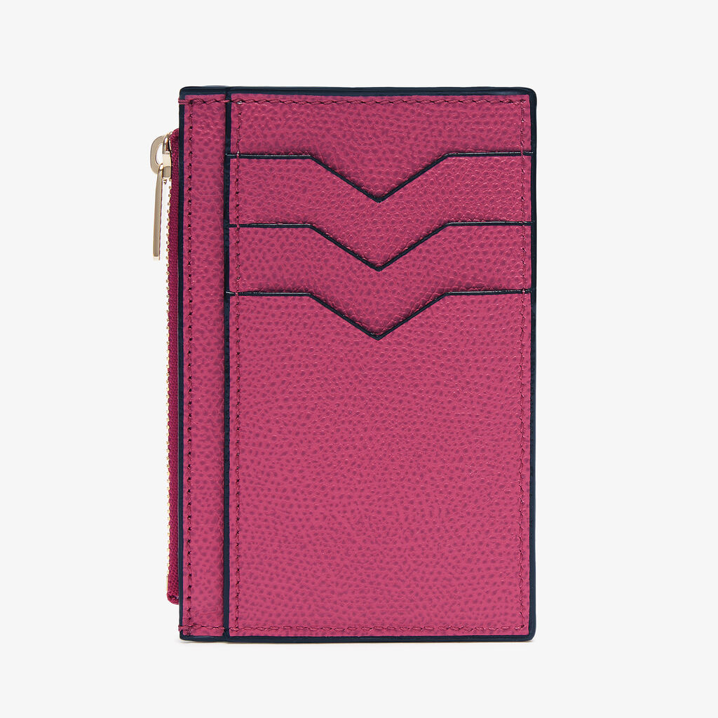 Card Holder 3CC with Zip - Magenta Red - Vitello VS - Valextra - 5