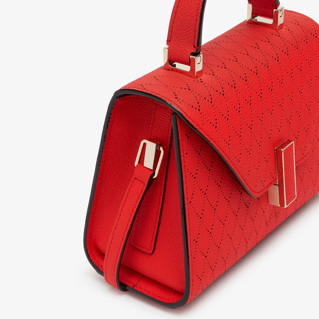 Iside Snake Crossbody Micro Bag - Crimson Red/lBack - Vitello VS-Foratura a Contrasto - Valextra - 3