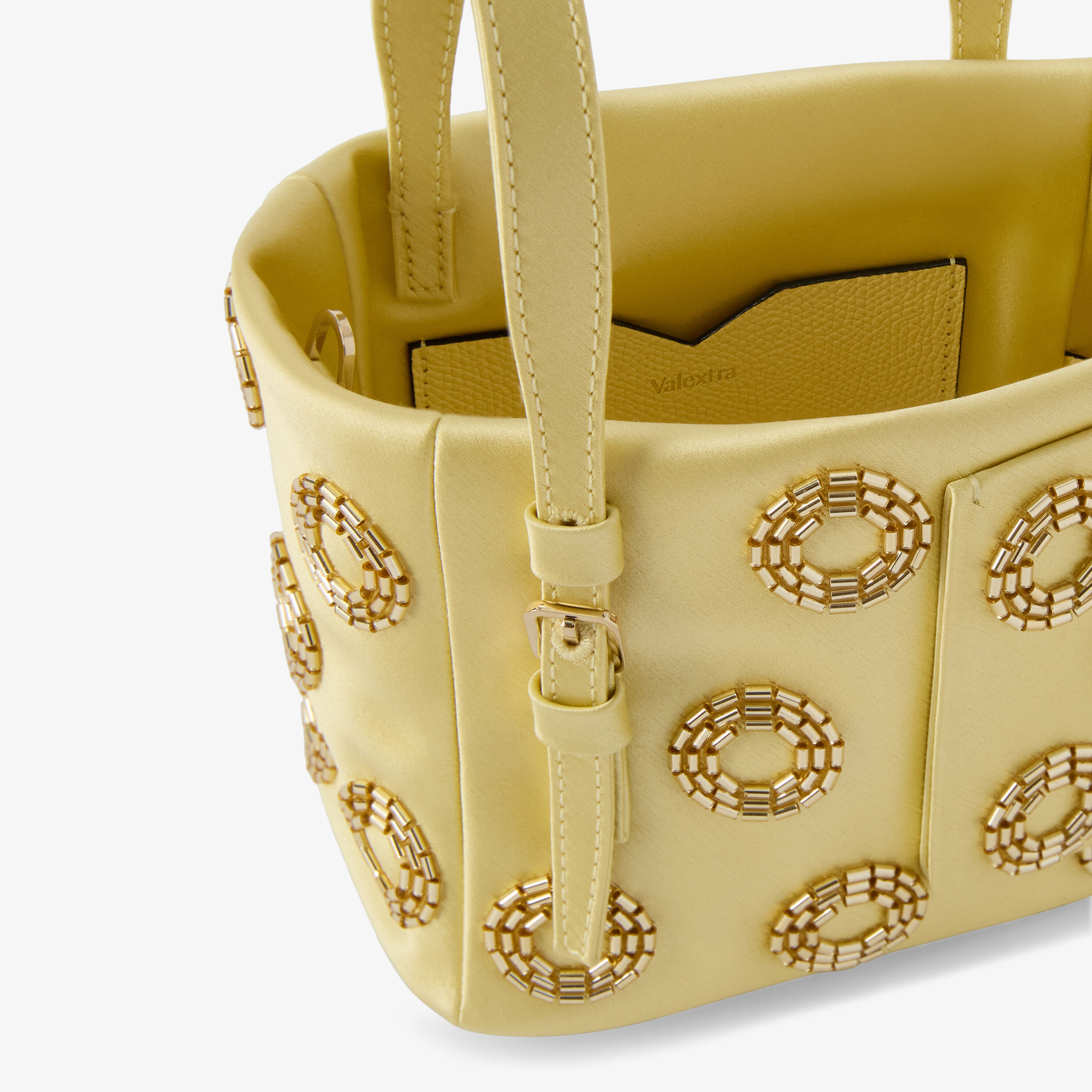 Women's Yellow Luxury Leather Fizz Bucket Nano Bag | Valextra Soft