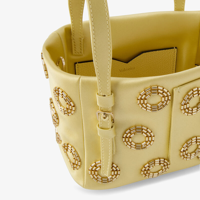 Soft Fizz Bucket Nano Bag - Mimosa yellow - Raso ricamo Girelle - Valextra - 3