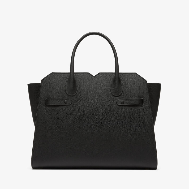 Milano Two Handles Medium Bag - Black - Millepunte Soft calf leather - Valextra - 7