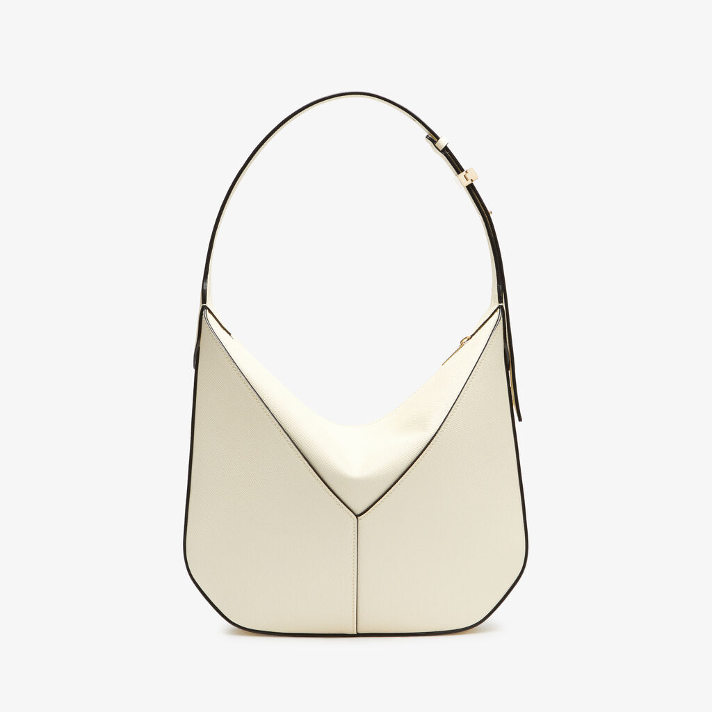 Borsa Hobo Vivi Mini - Bianco Pergamena - Vitello Millepunte Soft - Valextra - 6